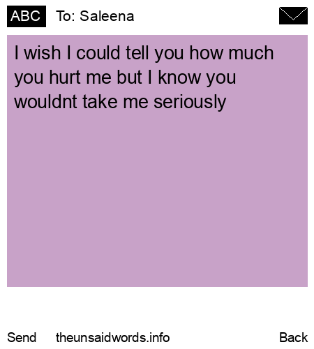 unsent message to Saleena