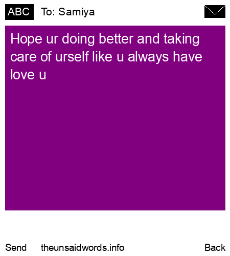 unsent message to Samiya