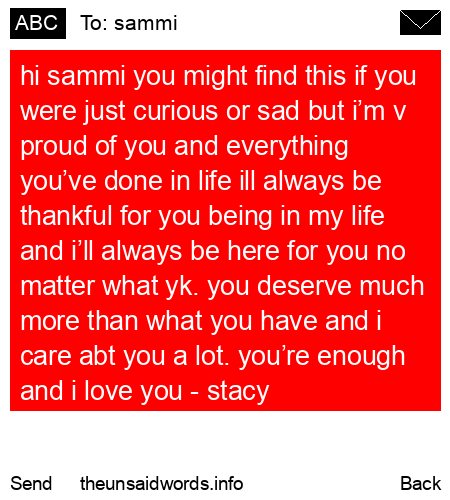 unsent message to sammi