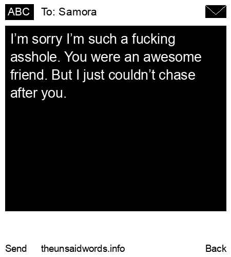 unsent message to Samora