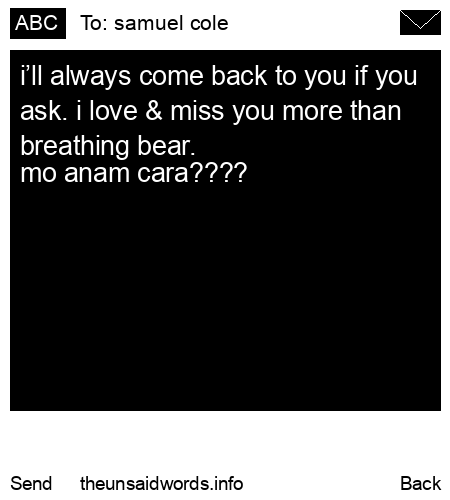 unsent message to samuel cole