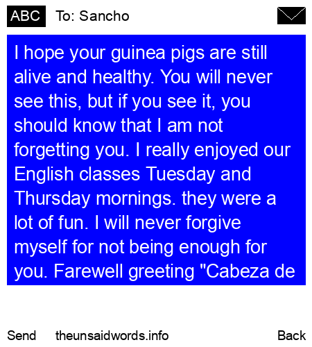 unsent message to Sancho