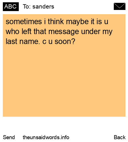 unsent message to sanders