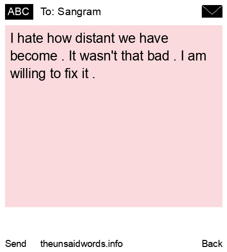 unsent message to Sangram 