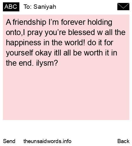 unsent message to Saniyah