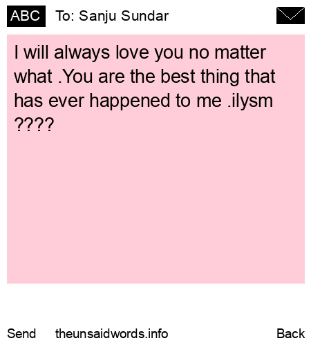 unsent message to Sanju Sundar