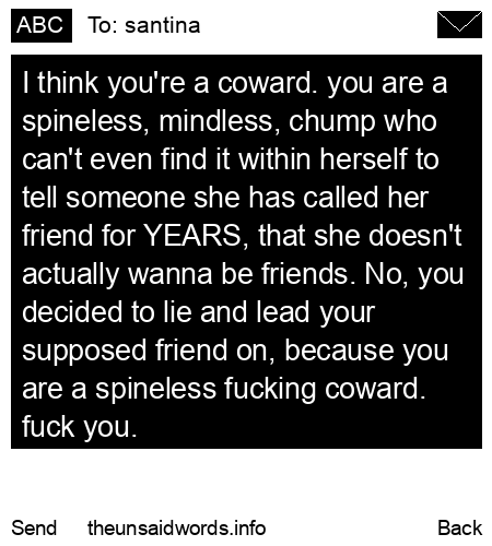 unsent message to santina