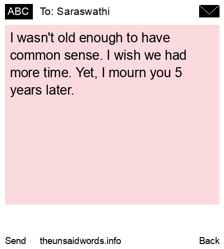 unsent message to Saraswathi