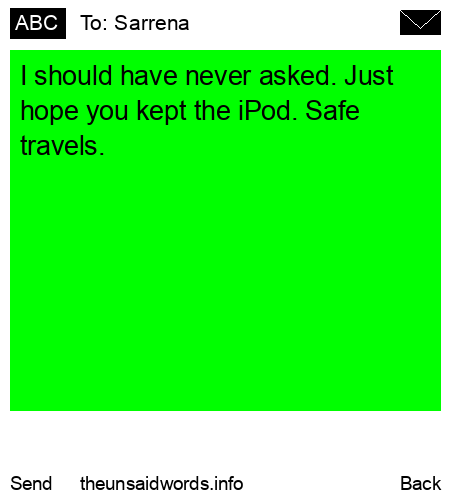 unsent message to Sarrena 