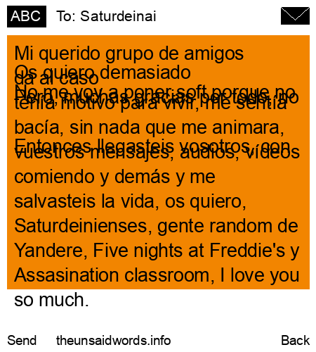 unsent message to Saturdeinai