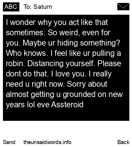unsent message to Saturn