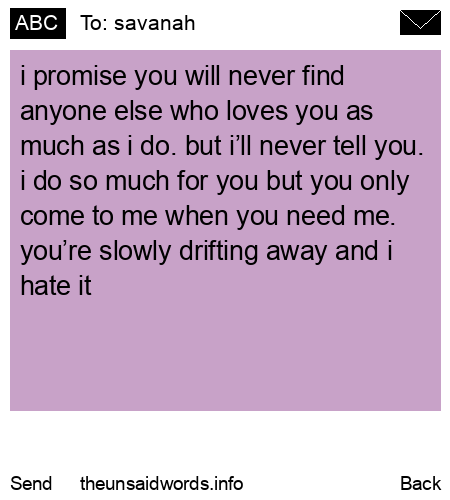 unsent message to savanah