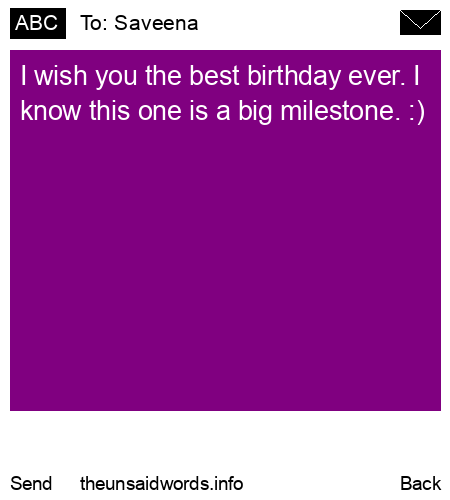 unsent message to Saveena 