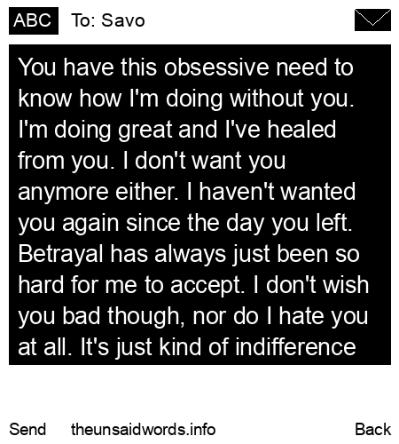 unsent message to Savo