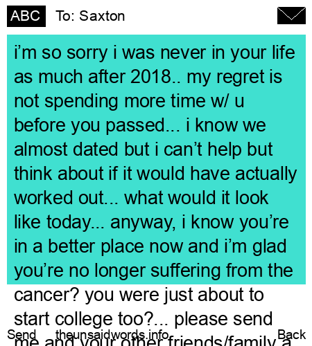 unsent message to Saxton