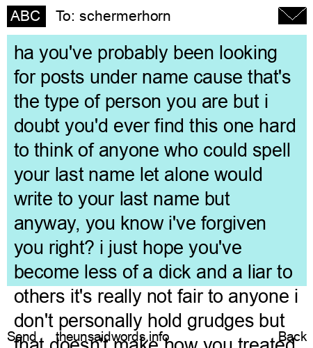 unsent message to schermerhorn