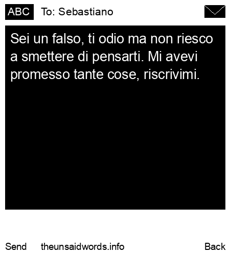 unsent message to Sebastiano
