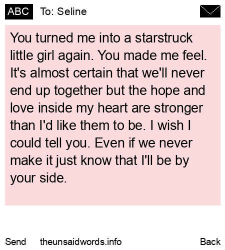 unsent message to Seline