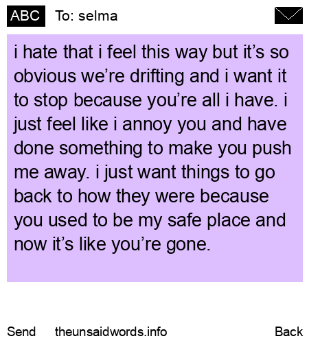 unsent message to selma