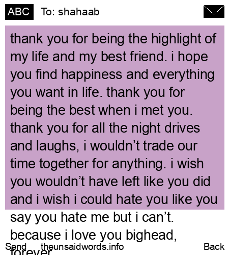 unsent message to shahaab