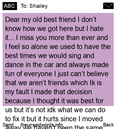 unsent message to Shailey