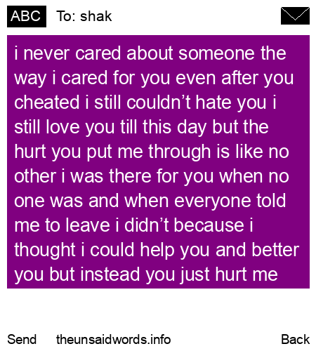 unsent message to shak