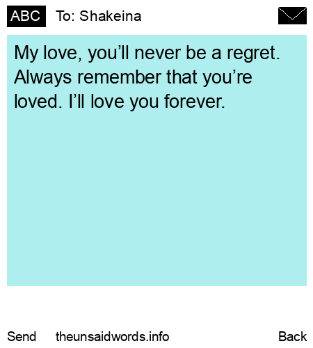 unsent message to Shakeina