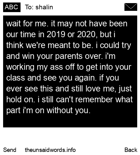 unsent message to shalin