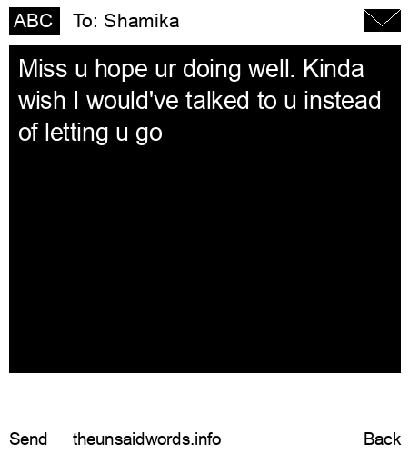 unsent message to Shamika