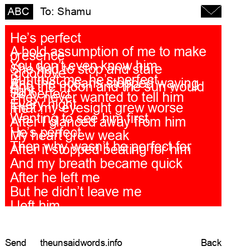 unsent message to Shamu