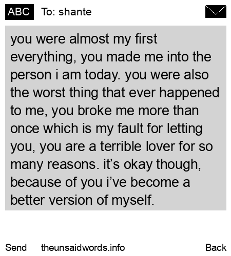 unsent message to shante
