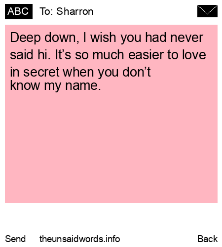 unsent message to Sharron