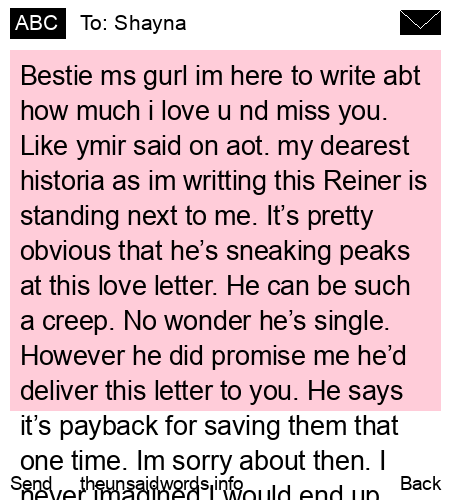 unsent message to Shayna