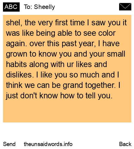 unsent message to Sheelly