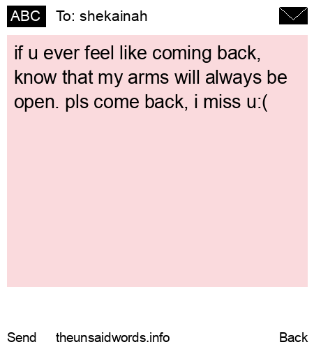 unsent message to shekainah