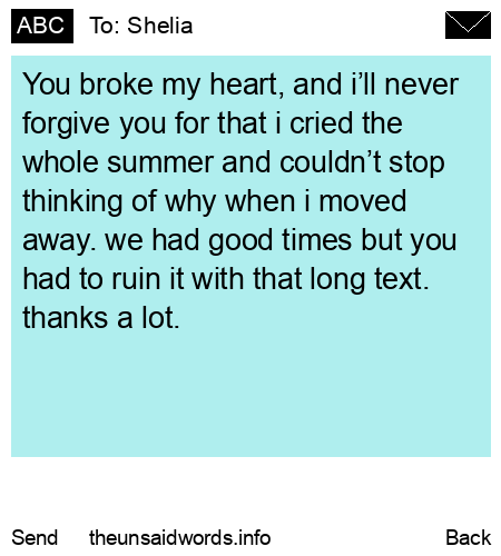 unsent message to Shelia
