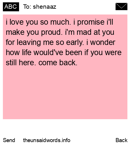 unsent message to shenaaz
