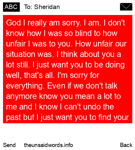 unsent message to Sheridan