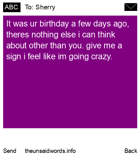 unsent message to Sherry