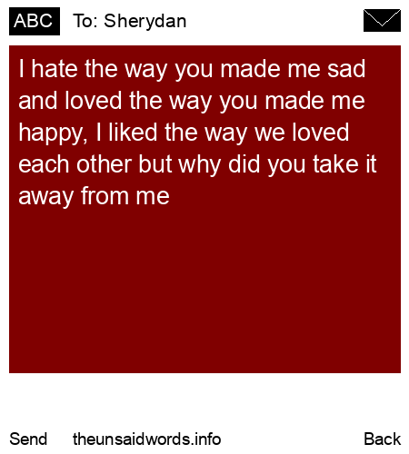 unsent message to Sherydan