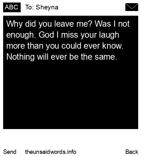 unsent message to Sheyna