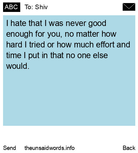unsent message to Shiv