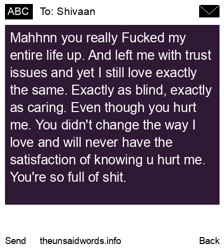 unsent message to Shivaan