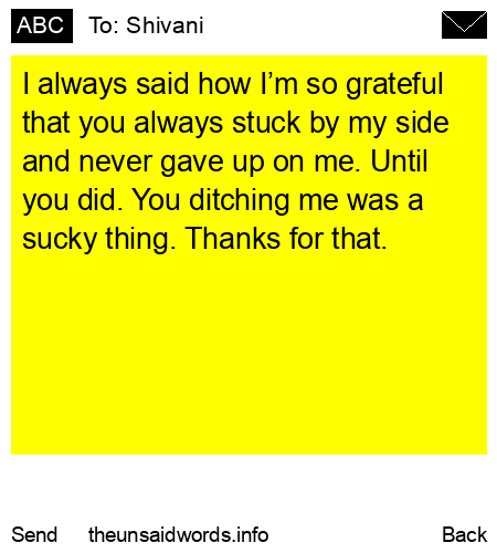 unsent message to Shivani