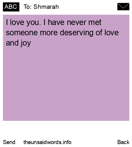 unsent message to Shmarah