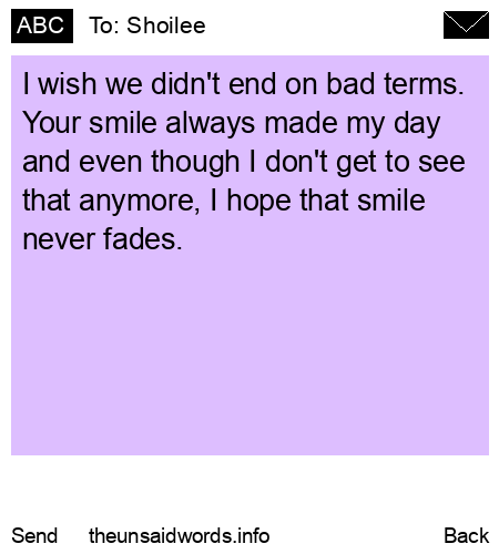unsent message to Shoilee
