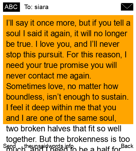 unsent message to siara