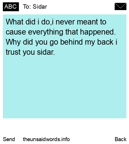 unsent message to Sidar