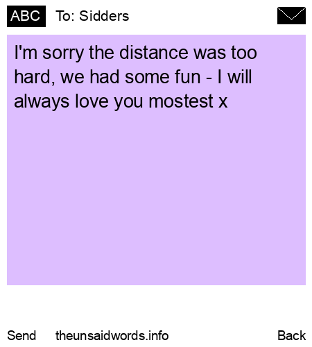 unsent message to Sidders
