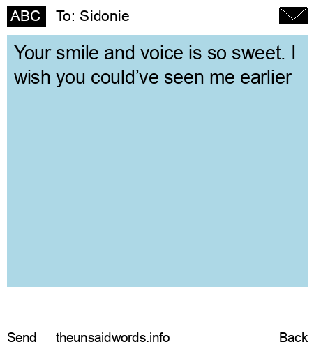 unsent message to Sidonie